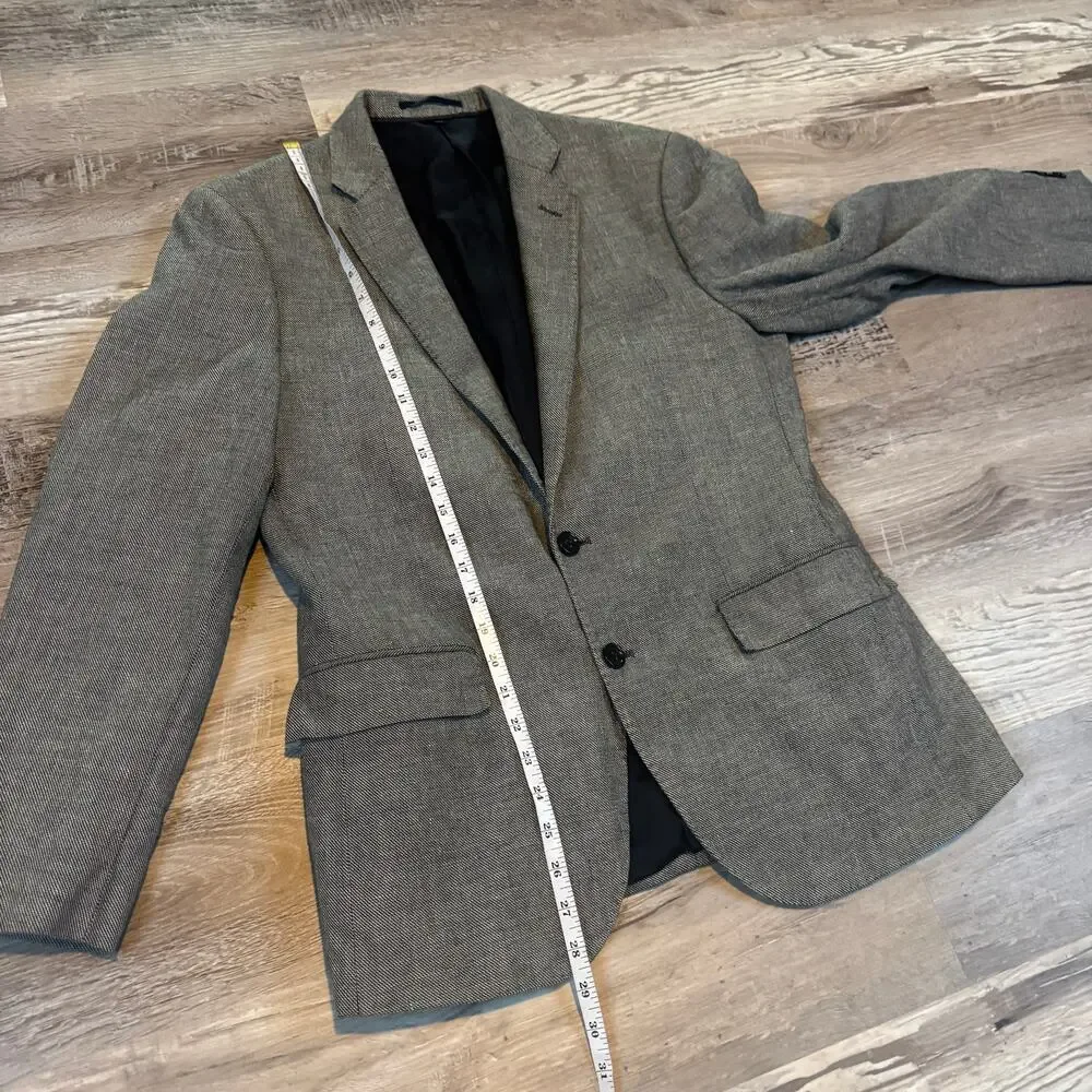 J.Crew Ludlow Linen Cotton Blazer Gray Tailored Sport Coat Mens 38S